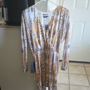 Bebe Silver and Gold Sequin Wrap Dress